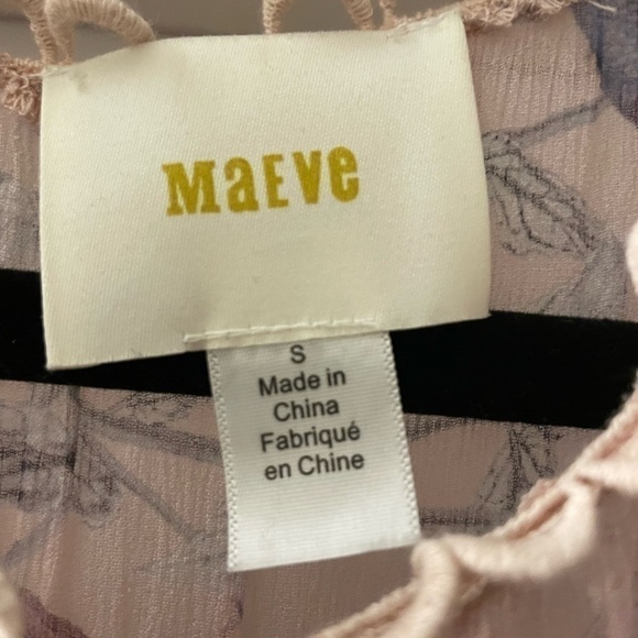 Maeve Floral Pink Semi Sheer blouse size small - Picture 3 of 7